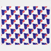 Funky Australia Herz Flag Red Border gefixt Fleecedecke (Vorderseite (Horizontal))