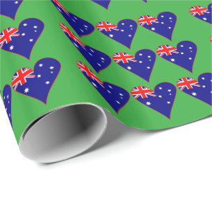 Funky Australia Herz Flagge grüner Hintergrund Geschenkpapier