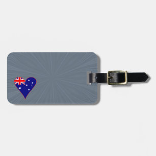Funky Australia Herz Flagge rote Umrandung grauer  Gepäckanhänger