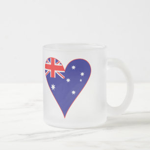 Funky Australia Herz Flagge rote Umrandung Mattglastasse