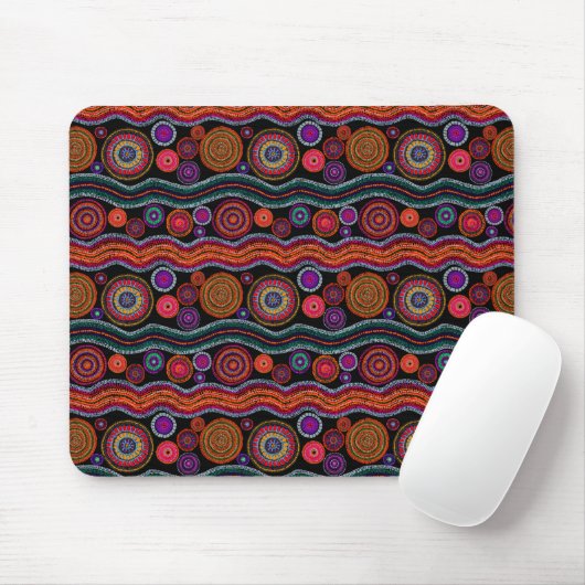 Funky Australian Dot Painting Mouse Pad Mousepad (Mit Mouse)