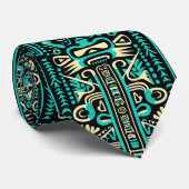 Funky Aztec Style Blue Pattern Krawatte (Gerollt)