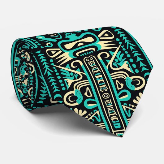 Funky Aztec Style Blue Pattern Krawatte (Gerollt)