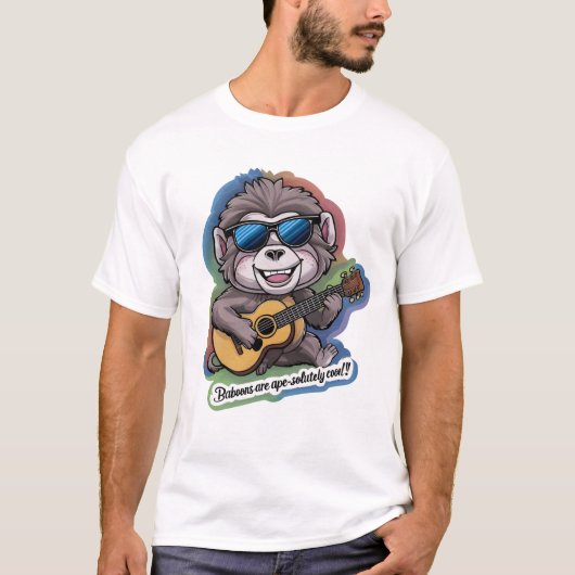 Funky Baboon Shredding Strings T-Shirt (Vorderseite)