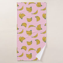 Funky Banana Illustrationen in Gelb über Rosa