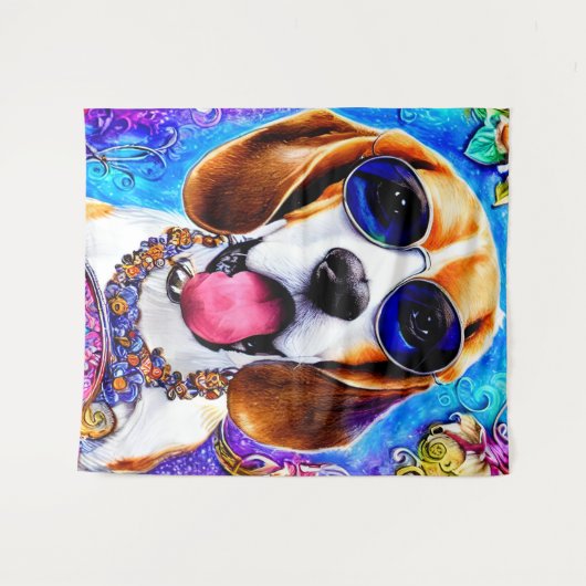 Funky Beagle Dog Wandteppich (Vorderseite (Horizontal))