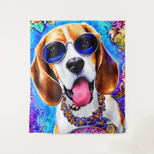 Funky Beagle Dog Wandteppich (Vorderseite)