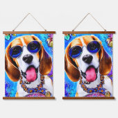 Funky Beagle Dog Wandteppich Mit Holzrahmen (Doppelt)