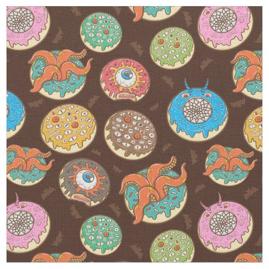 Funky Beängstigend Halloween Donuts Muster Fabric Stoff (Nahaufnahme)