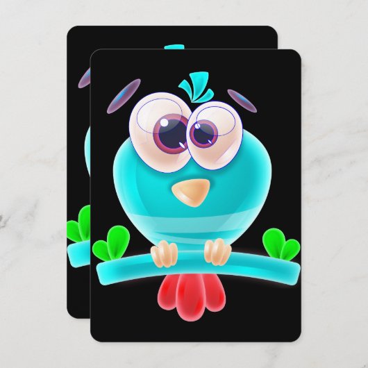 Funky Birdie Party Invite Card Einladung (Vorne/Hinten)