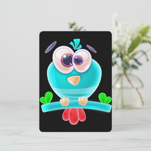 Funky Birdie Party Invite Card Einladung (Stehend Vorderseite)