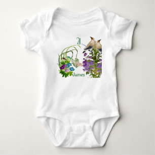 Funky Birdies Aquarell Blumen Monogramm Maßanferti Baby Strampler