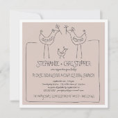 Funky Birds Modern Family Couples Baby Shower Tan Einladung (Vorderseite)