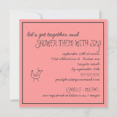 Funky Birds Moderne Familienpaare Babydusche Einladung (Rückseite)