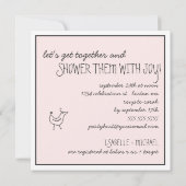 Funky Birds Moderne Familienpaare Kindermädchendus Einladung (Rückseite)