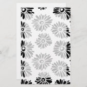 Funky Black and White Floral Briefpapier (Vorne/Hinten)