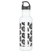 Funky Black and White Floral Edelstahlflasche (Rückseite)
