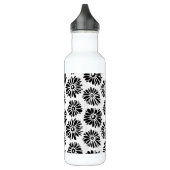 Funky Black and White Floral Edelstahlflasche (Links)