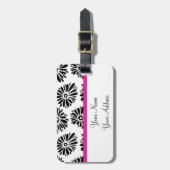 Funky Black and White Floral Gepäckanhänger (Vorderseite vertikal)