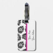 Funky Black and White Floral Gepäckanhänger (Rückseite vertikal)