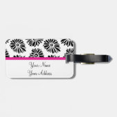Funky Black and White Floral Gepäckanhänger (Rückseite horizontal)