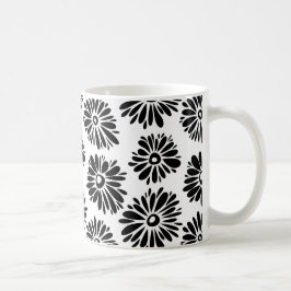 Funky Black and White Floral Kaffeetasse