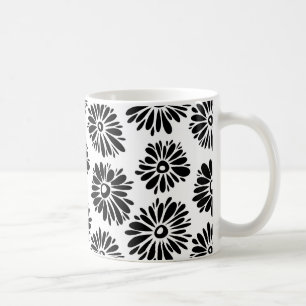 Funky Black and White Floral Kaffeetasse