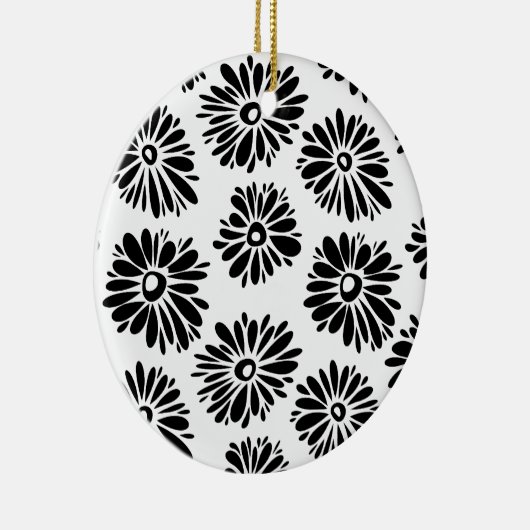Funky Black and White Floral Keramikornament (Rechts)