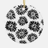Funky Black and White Floral Keramikornament (Vorne)