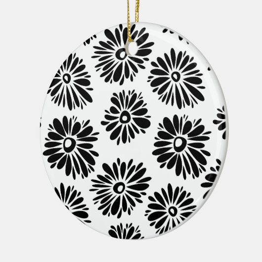 Funky Black and White Floral Keramikornament (Links)