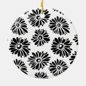 Funky Black and White Floral Keramikornament (Hinten)