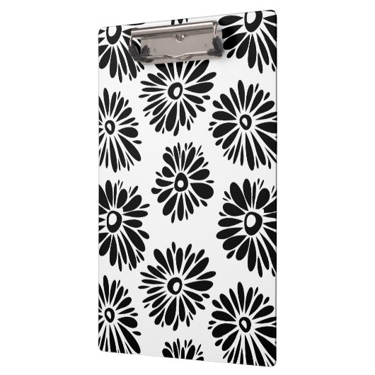 Funky Black and White Floral Klemmbrett (Links)