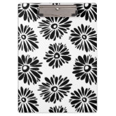 Funky Black and White Floral Klemmbrett (Vorderseite)