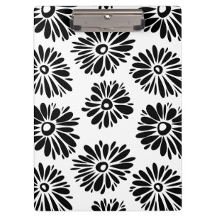Funky Black and White Floral Klemmbrett
