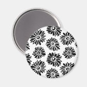 Funky Black and White Floral Magnet (Vorderseite/Rückseite)