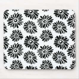 Funky Black and White Floral Mousepad