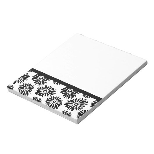 Funky Black and White Floral Notizblock (Rotiert)