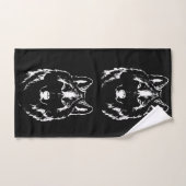 Funky Black and White Wolf Face Kopfskizze Badhandtuch Set (Handtuch)