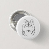 Funky Black and White Wolf Face Kopfskizze Button (Vorne & Hinten)
