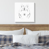 Funky Black and White Wolf Face Kopfskizze Leinwanddruck (Insitu (Schlafzimmer))