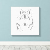 Funky Black and White Wolf Face Kopfskizze Leinwanddruck (Insitu (Holzboden))