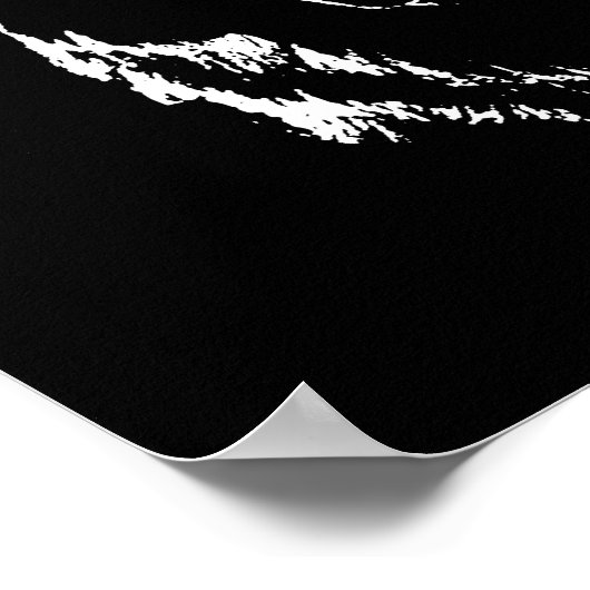 Funky Black and White Wolf Face Kopfskizze Poster (Ecke)