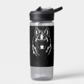 Funky Black and White Wolf Face Kopfskizze Trinkflasche (Links)