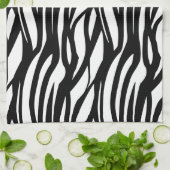 Funky Black and White Zebra Print Geschirrtuch (Gefaltet)