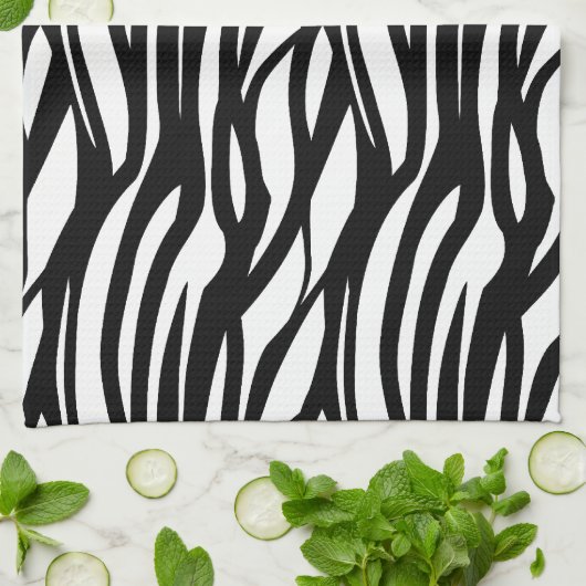 Funky Black and White Zebra Print Geschirrtuch (Gefaltet)