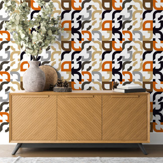 Funky Black Brown Beige Orange Retro Art Muster Tapete