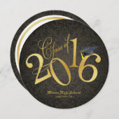Funky Black & Gold Class 2016 Abschluss Einladung (Vorne/Hinten)