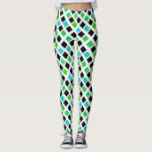 Funky Black Green Blocks Leggings (Vorderseite)