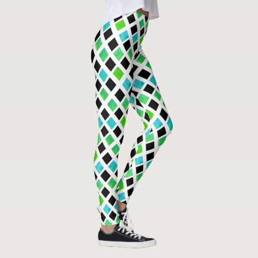 Funky Black Green Blocks Leggings (Rechts)