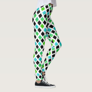 Funky Black Grüne Blöcke Leggings